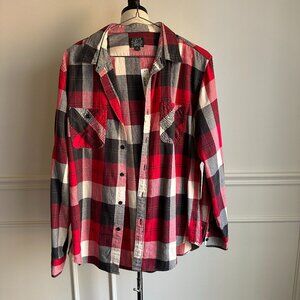 J. Crew men's cotton shirt in red and black plaid ~ size XL, NWT!